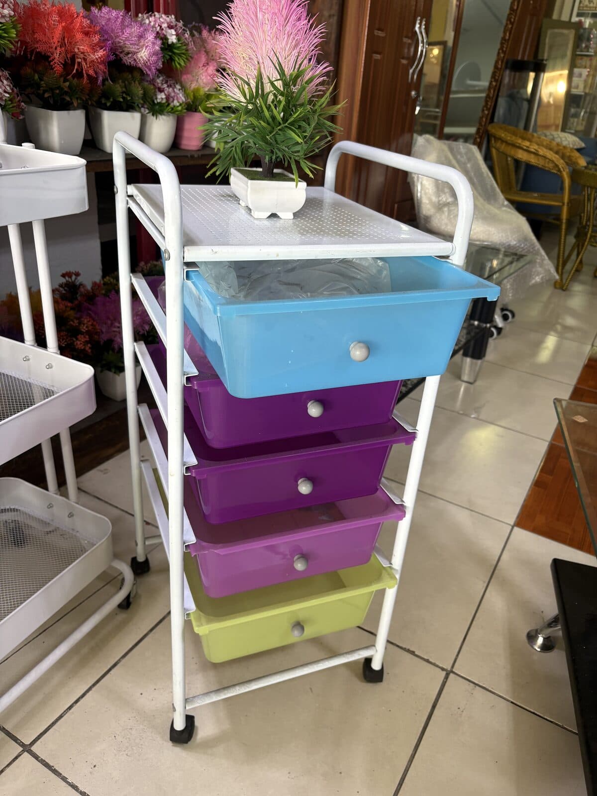 Organizador 5 cajones plásticos con ruedas