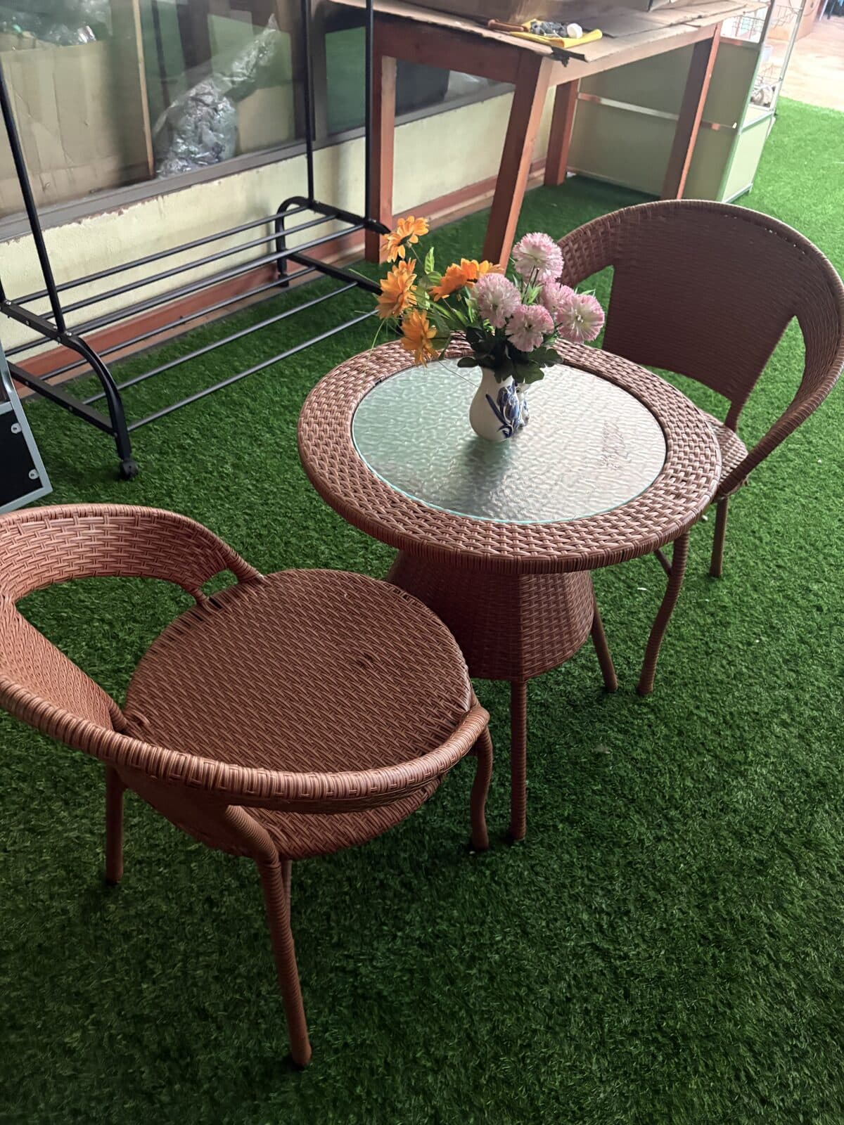 Juego de terraza ratán PVC mesa + 2 sillas