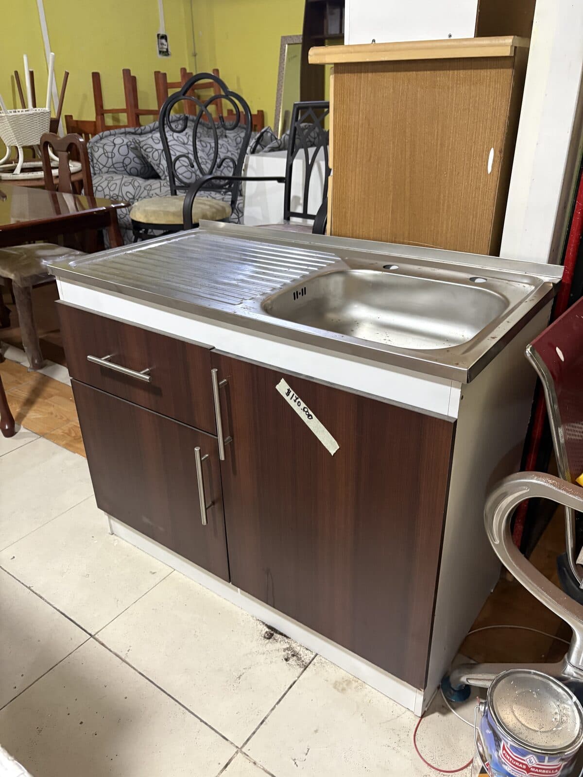 Mueble lavaplatos melamina chocolate 120 cm