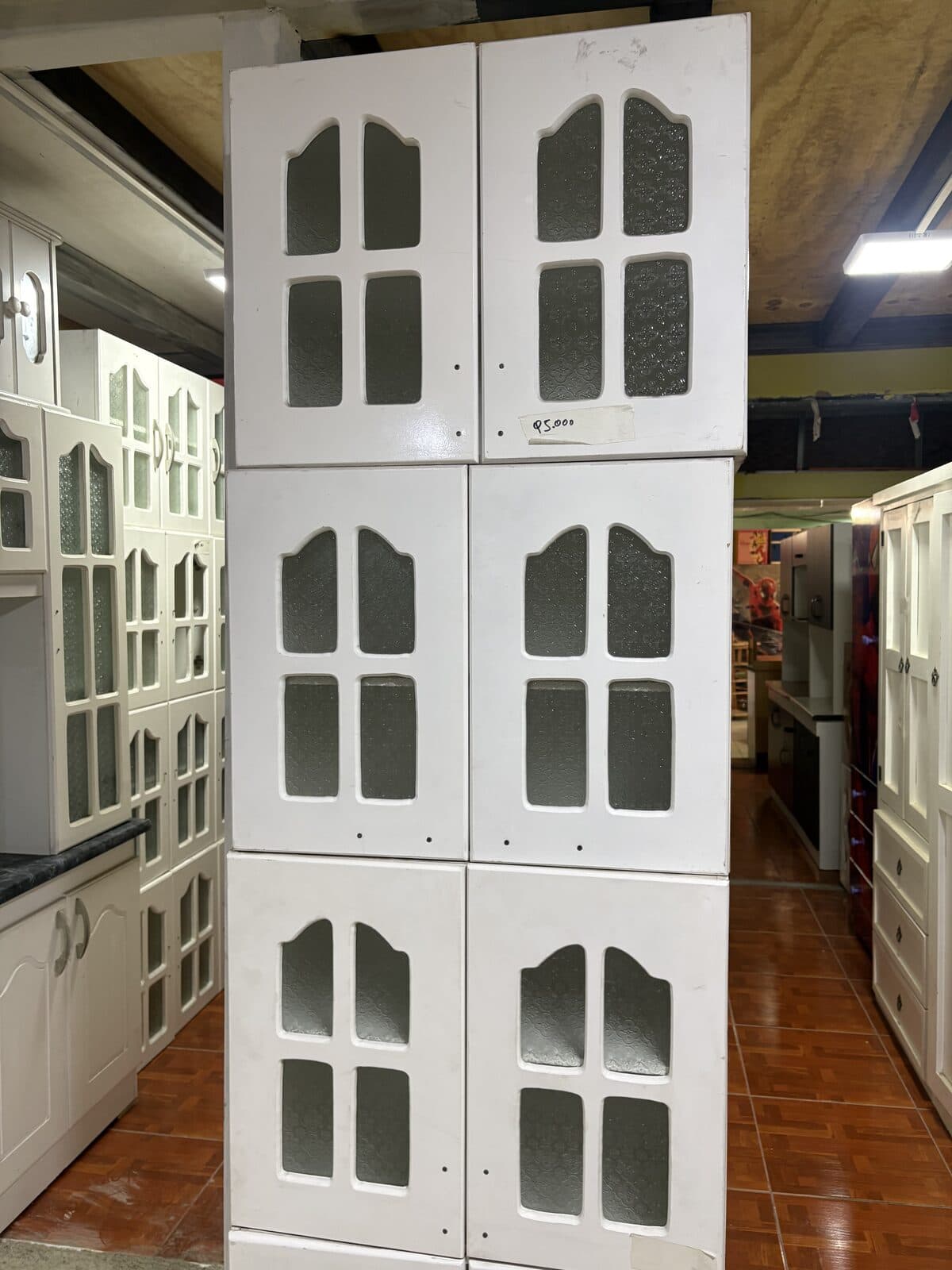 Mueble aéreo cocina blanco vidrio catedral